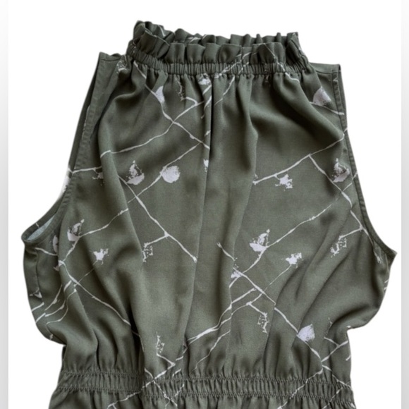 Prologue Target Olive Green Floral Halter Neck Midi Dress Medium Cottage Garden - Picture 2 of 9